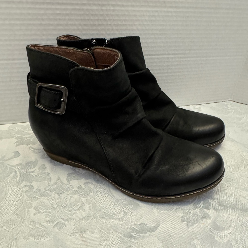 Dansko Lia Black Burnished Nubuk‎ Leather Ankle Boot Comfort Shoe Size 36 5.5-6